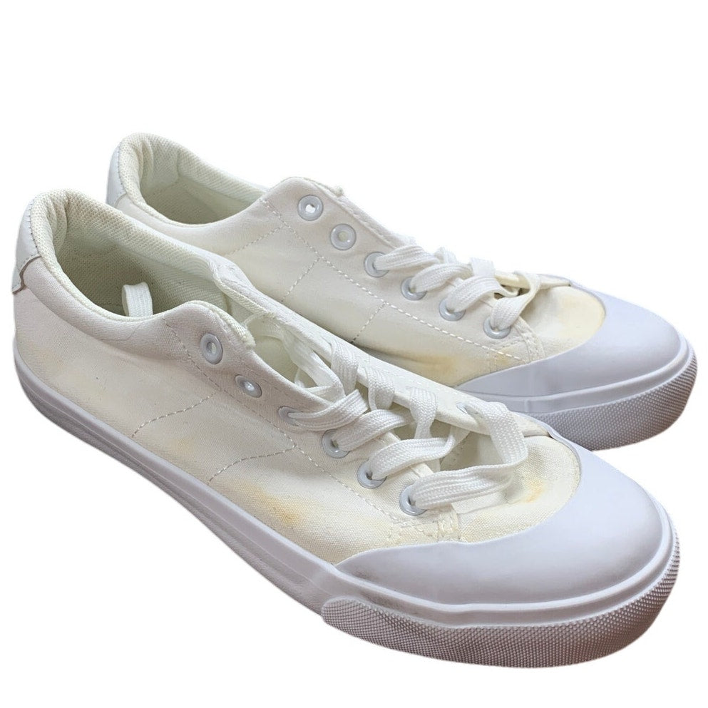 Witwatia Womens Size 10 White Canvas Sneakers Lace Up Casual Tennis Shoes