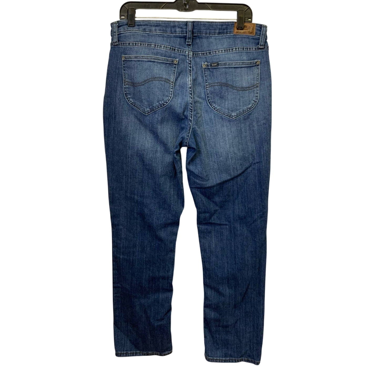 Lee Womens Size 14 Regular Fit Straight Leg Mid Rise Stretch Denim Blue Jeans