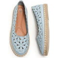 Heawish Womens Size 7 Blue Floral Closed Toe Slide On Espadrille Flats Shoes