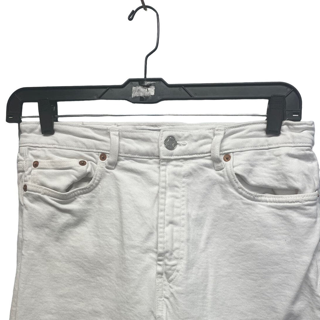 Zara Womens Size 12 Cotton Blend Rough Ankle Hem Denim White Jeans