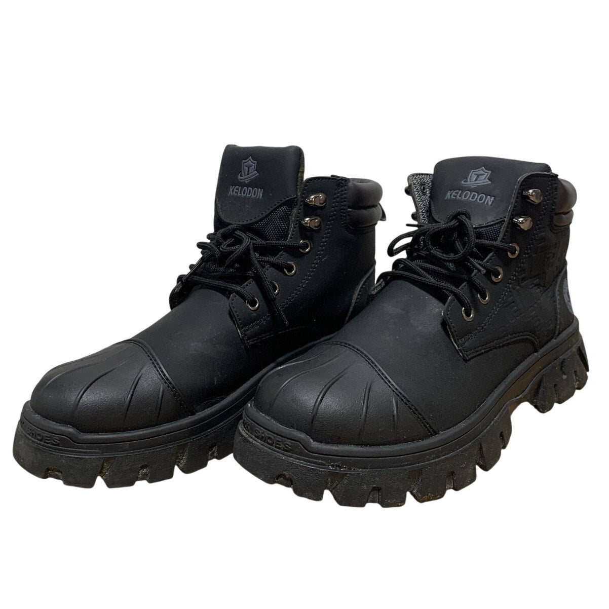 Kelodon Mens Size 9.5 Black Waterproof Steel Toe Memory Foam Non Slip Work Boots