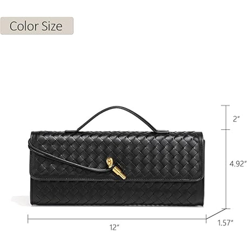 New JYG Black Faux Leather Woven Evening Should Bag Handbag Crossbody Purse