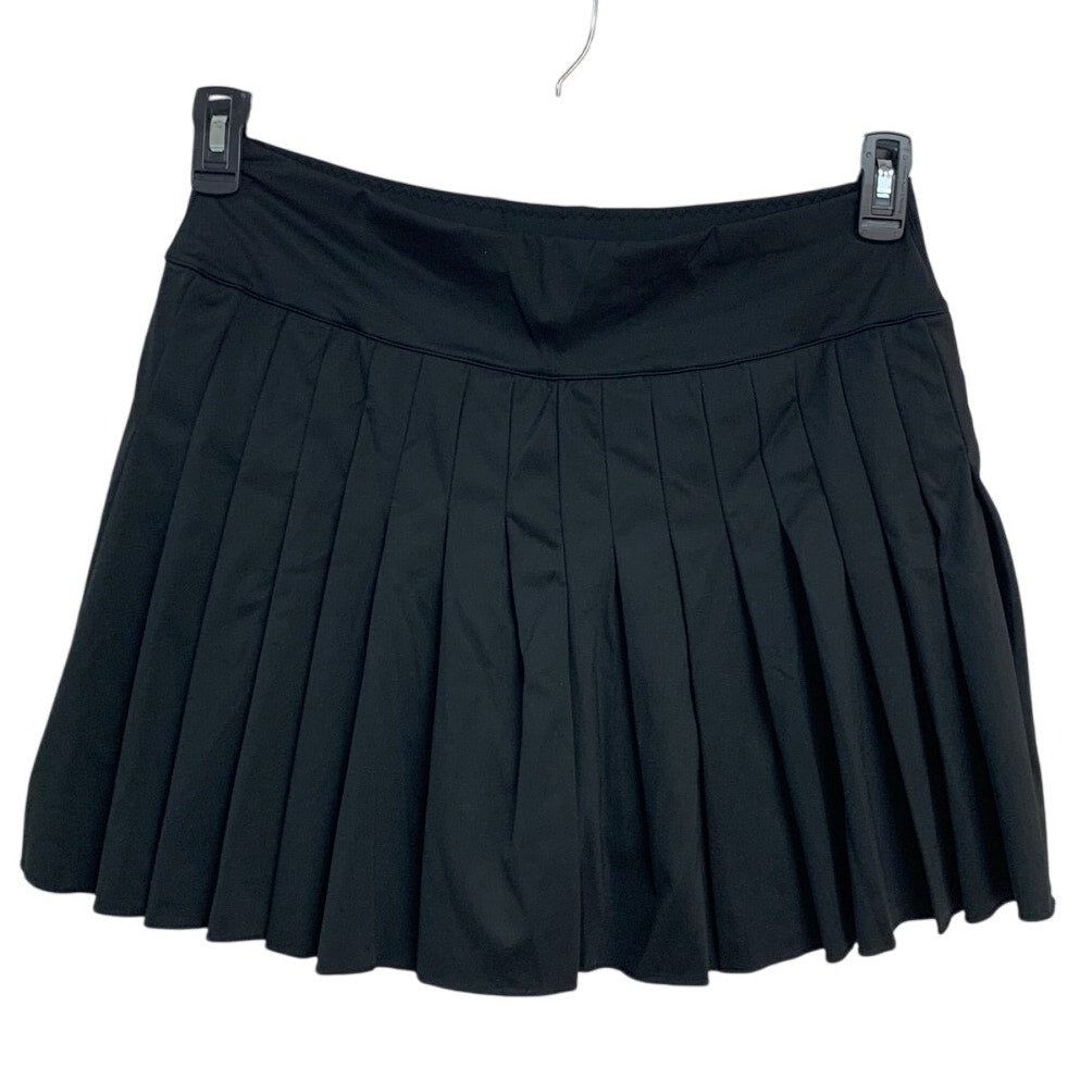 Womens Plus Size Size 1X Black Pleated Nylon Spandex Sporty Mini Skort