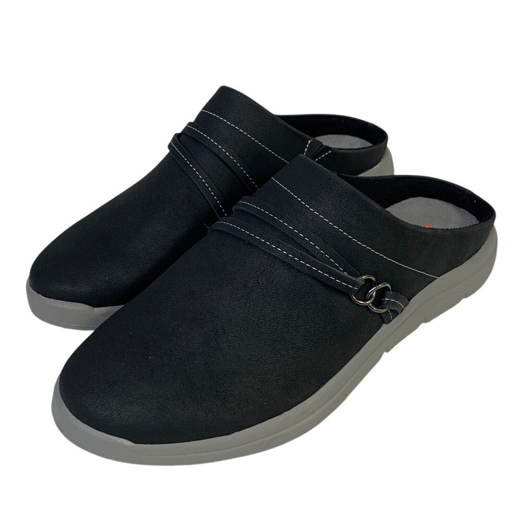 JSport Womens Size 7 Black Faux Leather Gina Slip On Memory Foam Sneaker Shoes