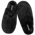 Snug Leaves Womens Size 9-10 Black Fuzzy Slippers Memory Foam Slip On Shoes