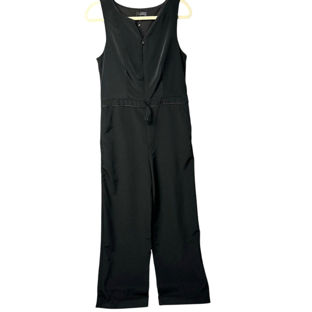 New The Limited Womens Size 8 Black 100% Polyester Sleeveless Front Zip Jumpsuit