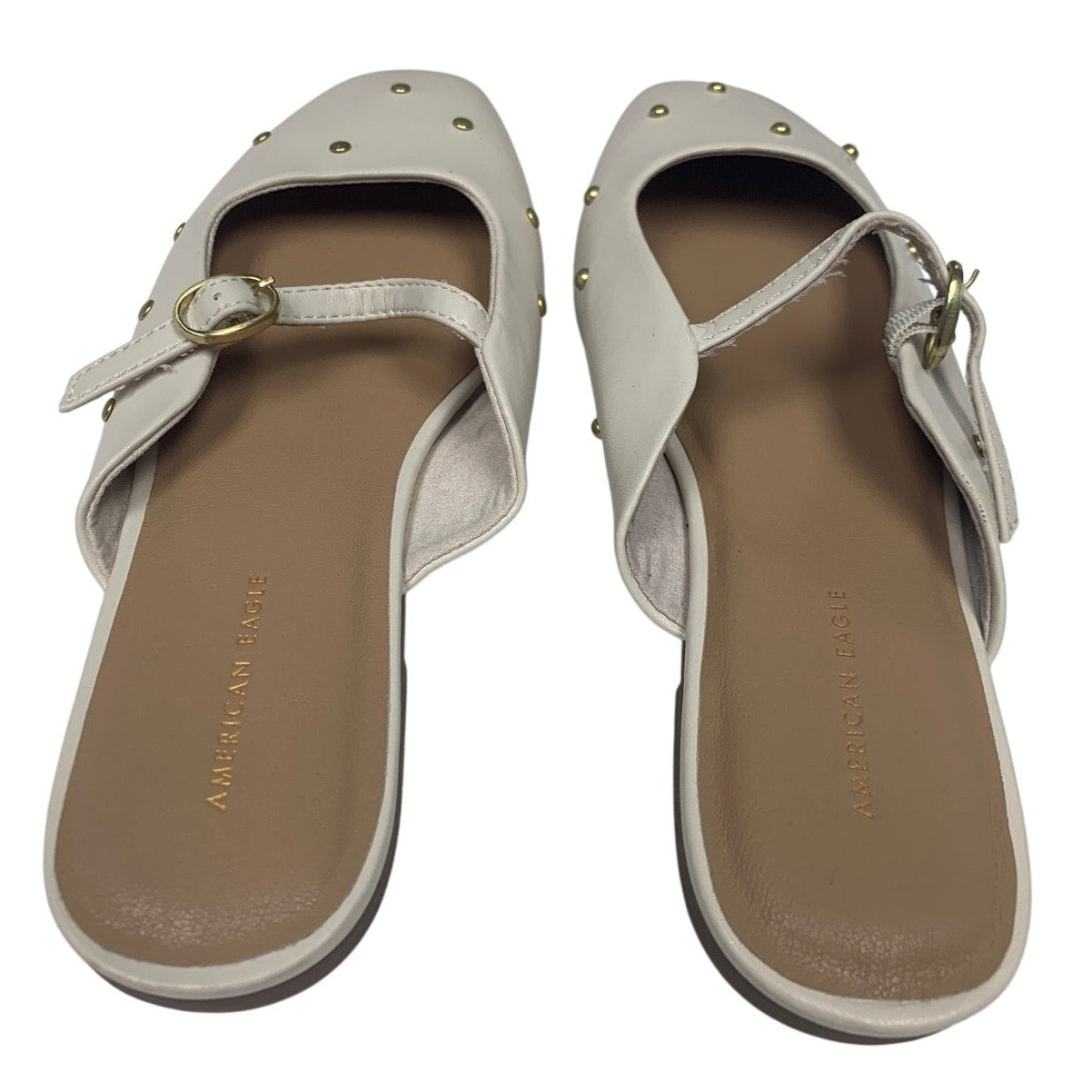 New American Eagle Womens Size 6 Studded Faux Leather Mary Jane Open Back Flats