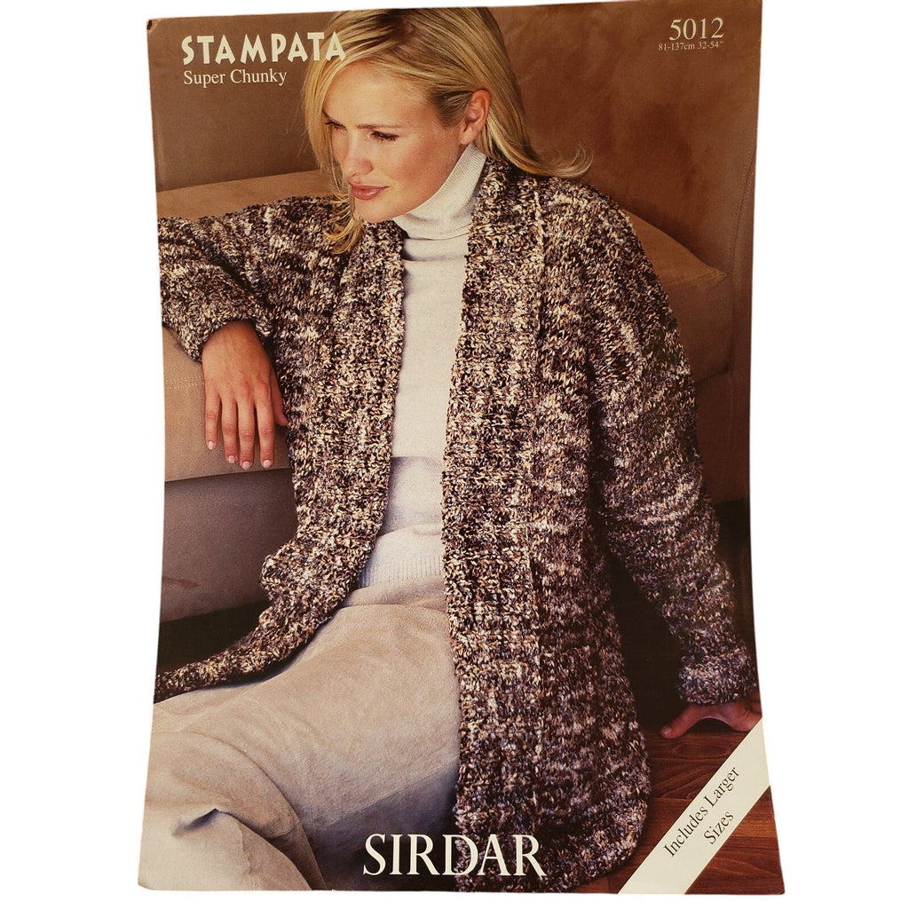 New Sirdar 5012 Stampata Super Chunky Cardigan Jacket Sweater Knitting Pattern