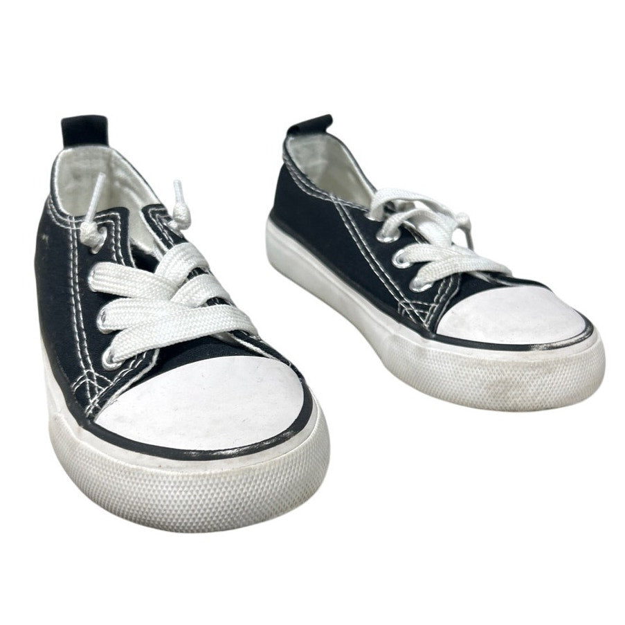 Cofopo Toddler Boys Size 6 Black Sneakers Low Top Lace Up Round Toe Canvas Shoes