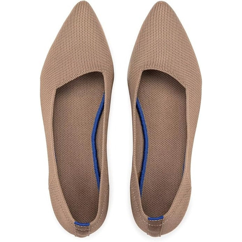 New Frank Mully Womens Size 6 Brown Knit Pointed Toe Slip On Comfort Flats Shoes
