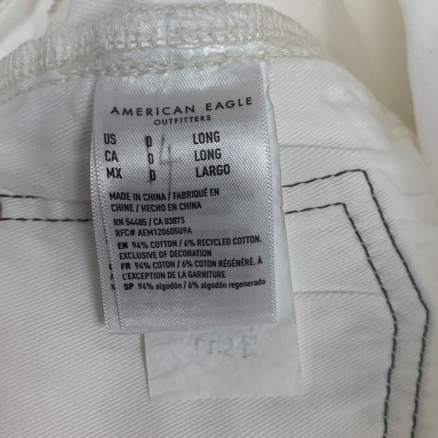 New American Eagle AE77 Size 4 100% Cotton Factory Distressed Jorts Denim Shorts