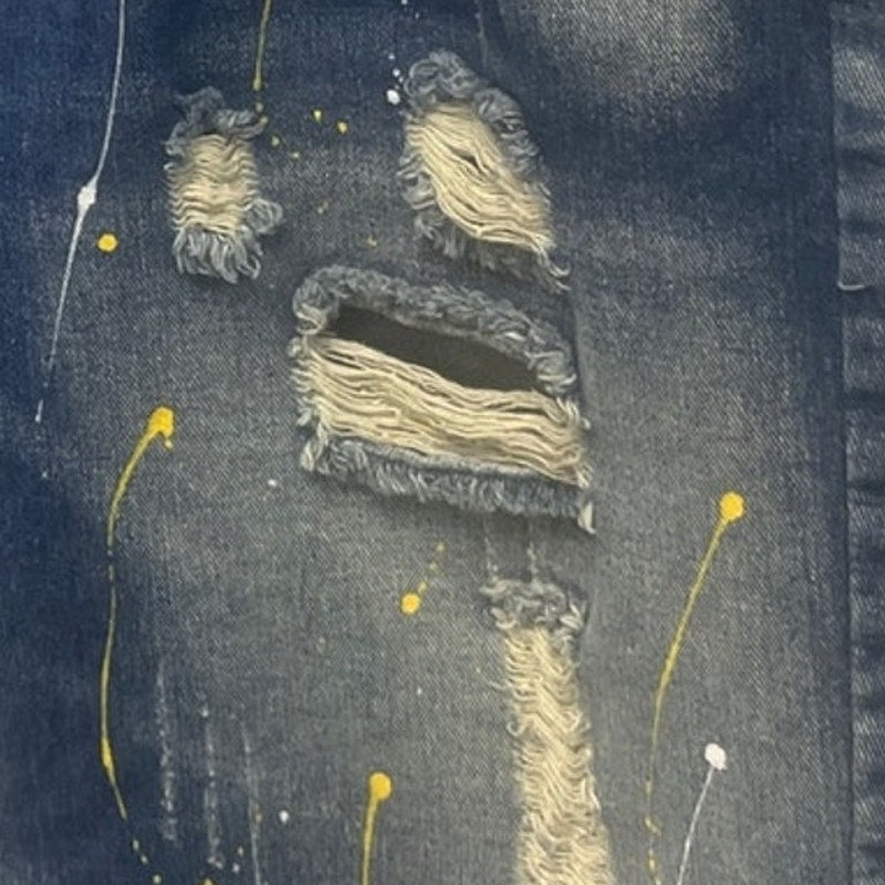 QIMU Fashion Jeans Womens XL Distressed Paint Spatter PolyCotton Jean Shorts