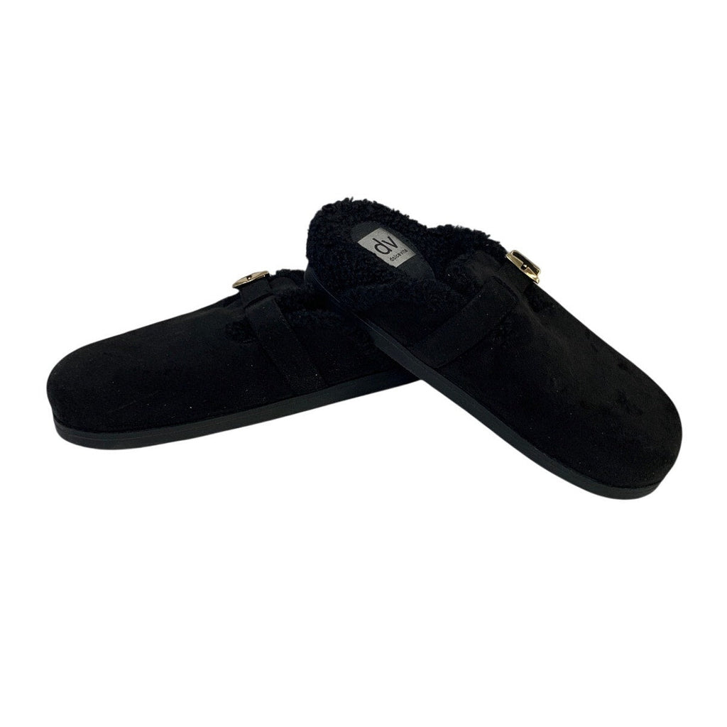 Dolce Vita Womens Size 9 Black Faux Suede Clog Fur Lined Round Toe Slip On Shoes