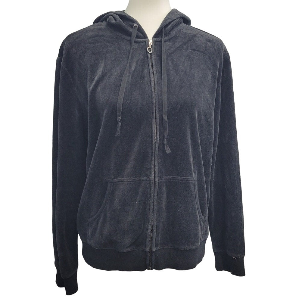 Comfort Zone Womens XL Black PolyCotton Long Sleeve Full Zip Hooded Jacket