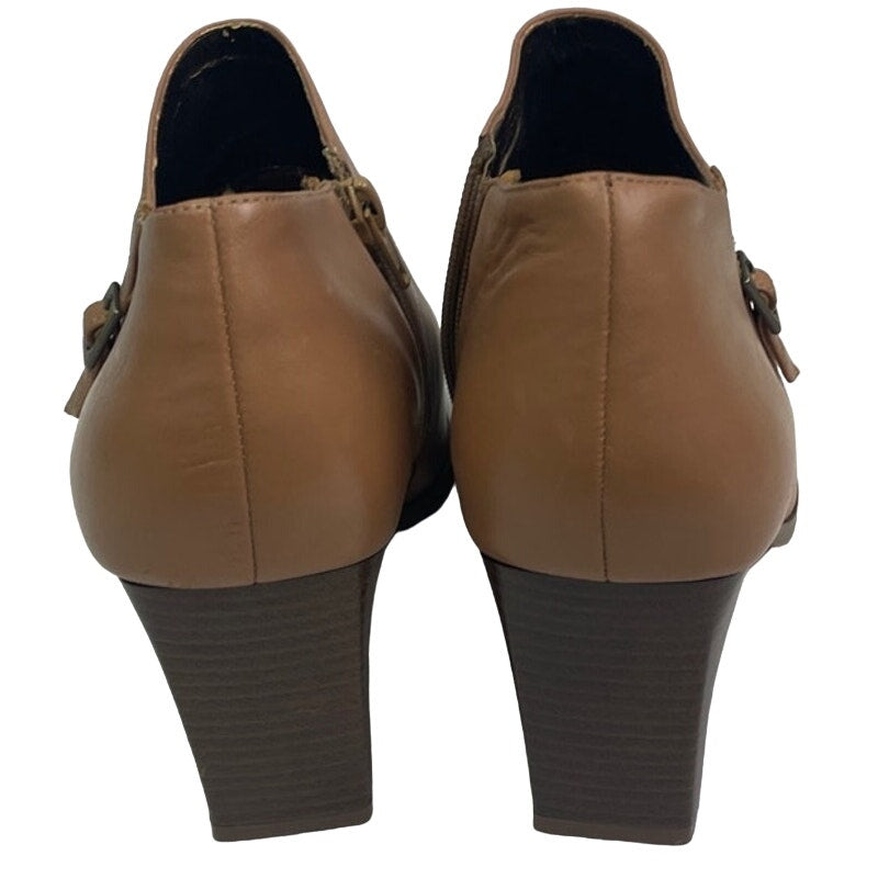 Markon Womens 10W Fanta Leather Upper High Heel Camel Tan Shooties Shoes