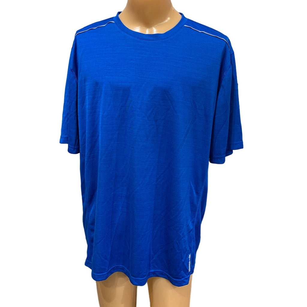 Reebok 2XL Mens Short Sleeve 100% Polyester Crew Neck Royal Blue Athletic Tee