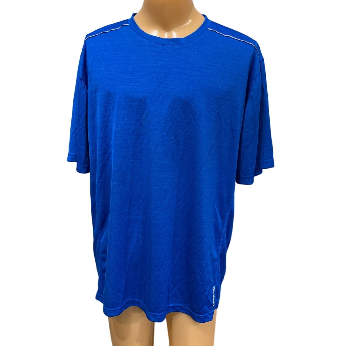 Reebok 2XL Mens Short Sleeve 100% Polyester Crew Neck Royal Blue Athletic Tee