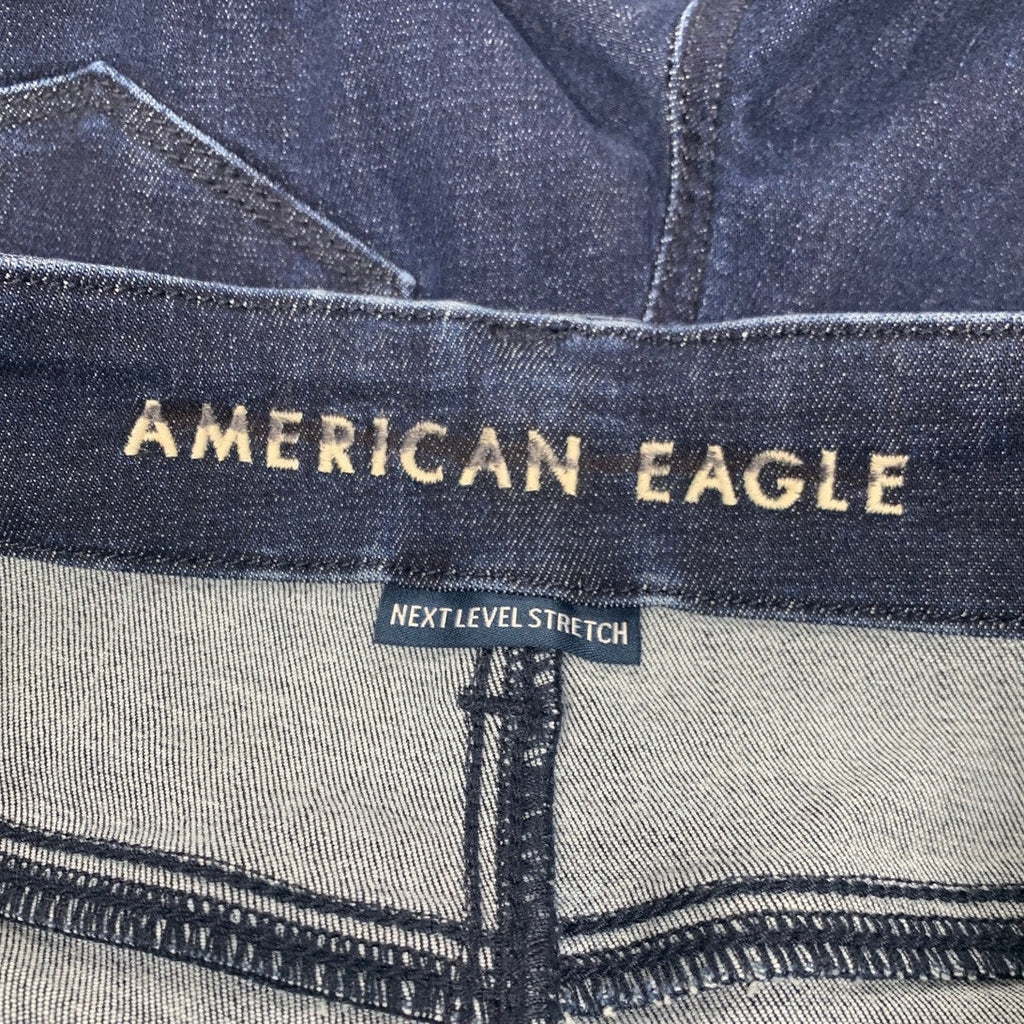 New American Eagle Women Size 4 Super High Rise Flare Dark Ash Denim Blue Jeans