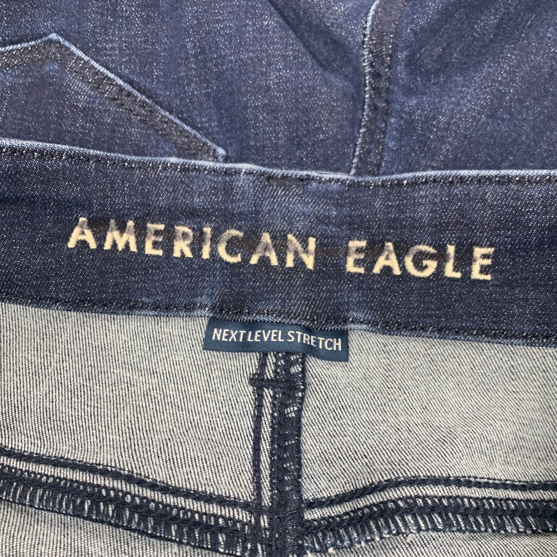 New American Eagle Women Size 4 Super High Rise Flare Dark Ash Denim Blue Jeans