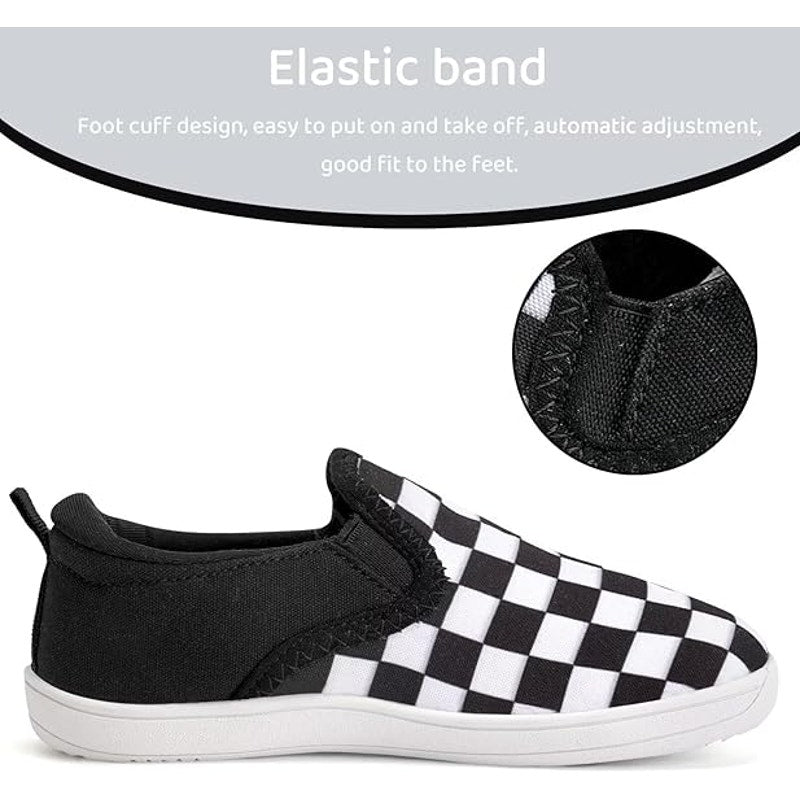 WateLves Boys Size 4 Black White Checkerboard Slip On Round Toe Barefoot Shoes