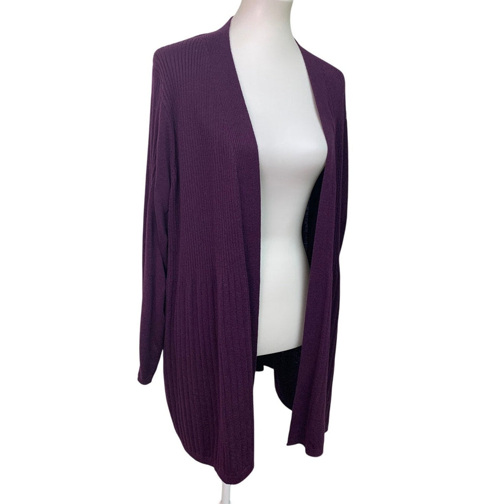 Catherines Womens 1X Cotton Blend Long Sleeve Open Front Knit Cardigan Sweater