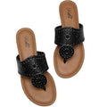 Katliu Womens Size 6 Black Wide Band Vamp Flat Thong Flip Flop Sandal Shoes