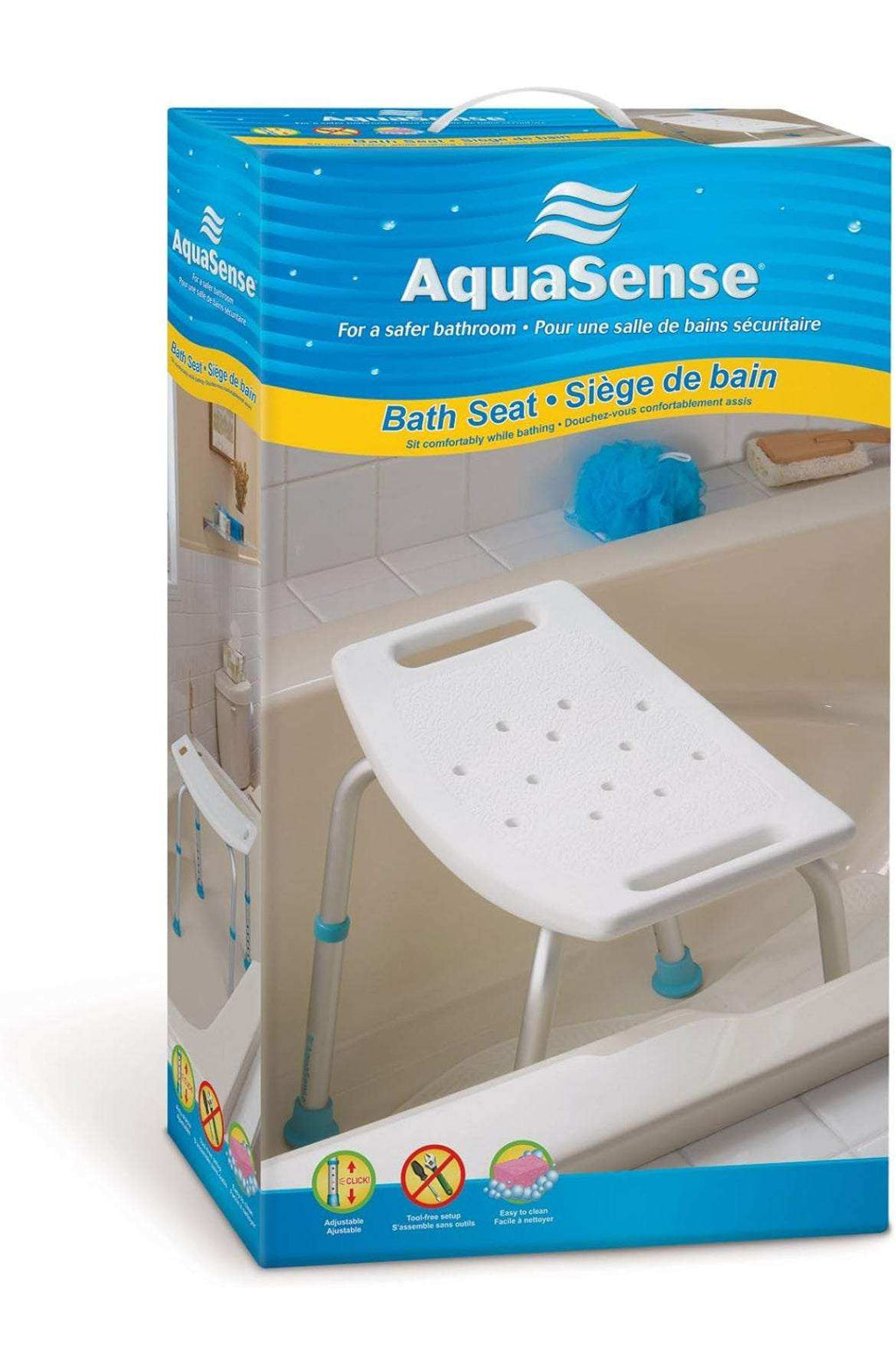 AquaSense Adjustable Non-Slip Bath & Shower Stool for Inside Shower, 20.08 x 12.