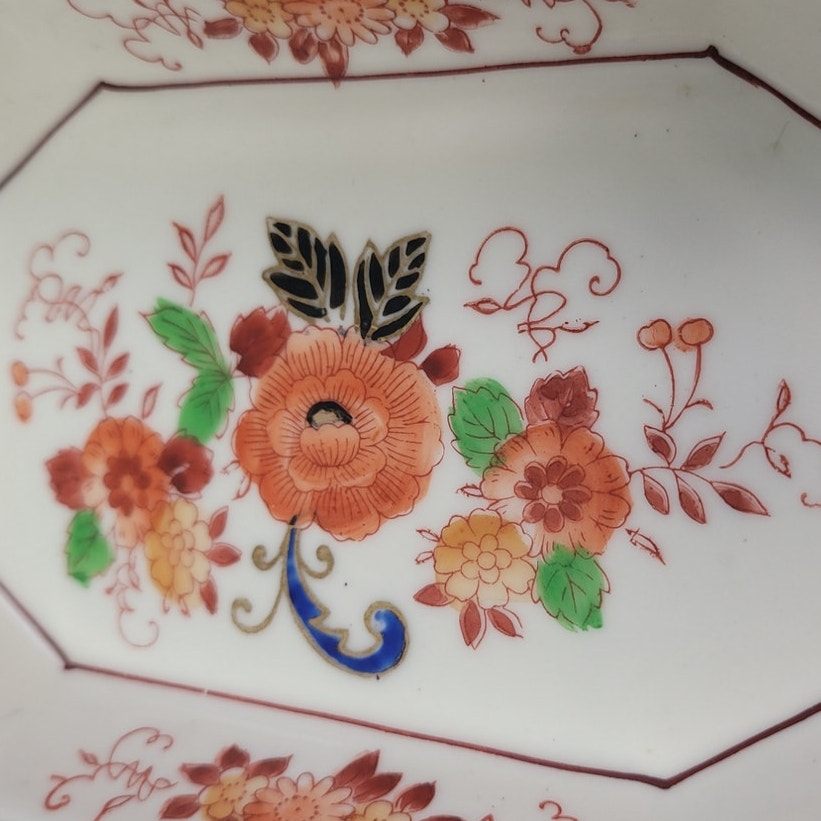 Vintage Made In Japan Floral Fine China Hand Painted Divided Plate Dish w Handle