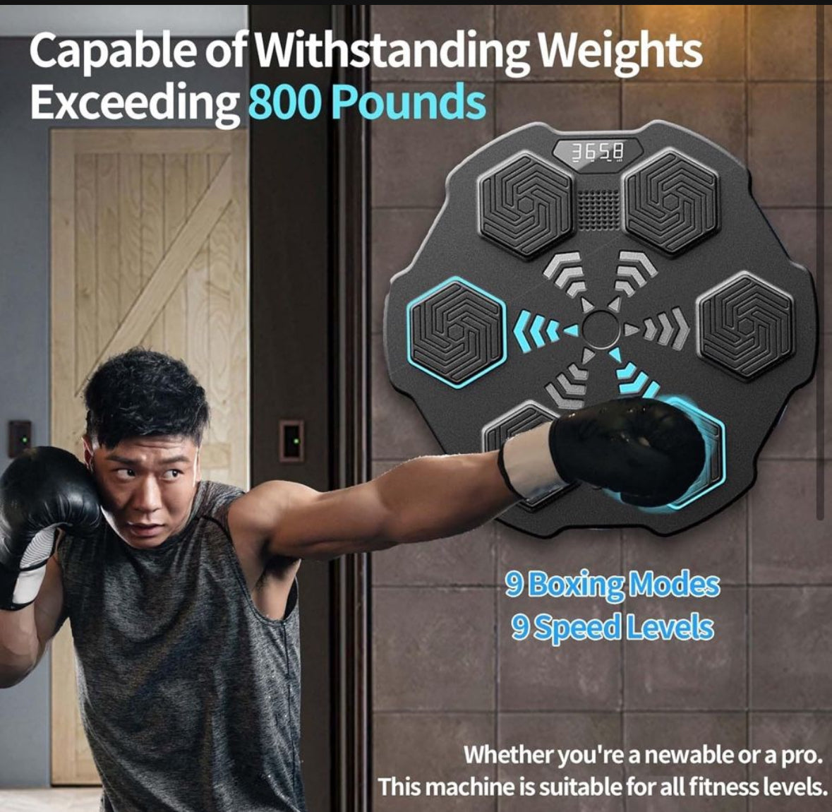 BNANDXC Wall Mounted Smart Bluetooth Music Boxing Trainer, Music Boxing Machine with Boxing Gloves, Electronic Boxing Target Workout Punching