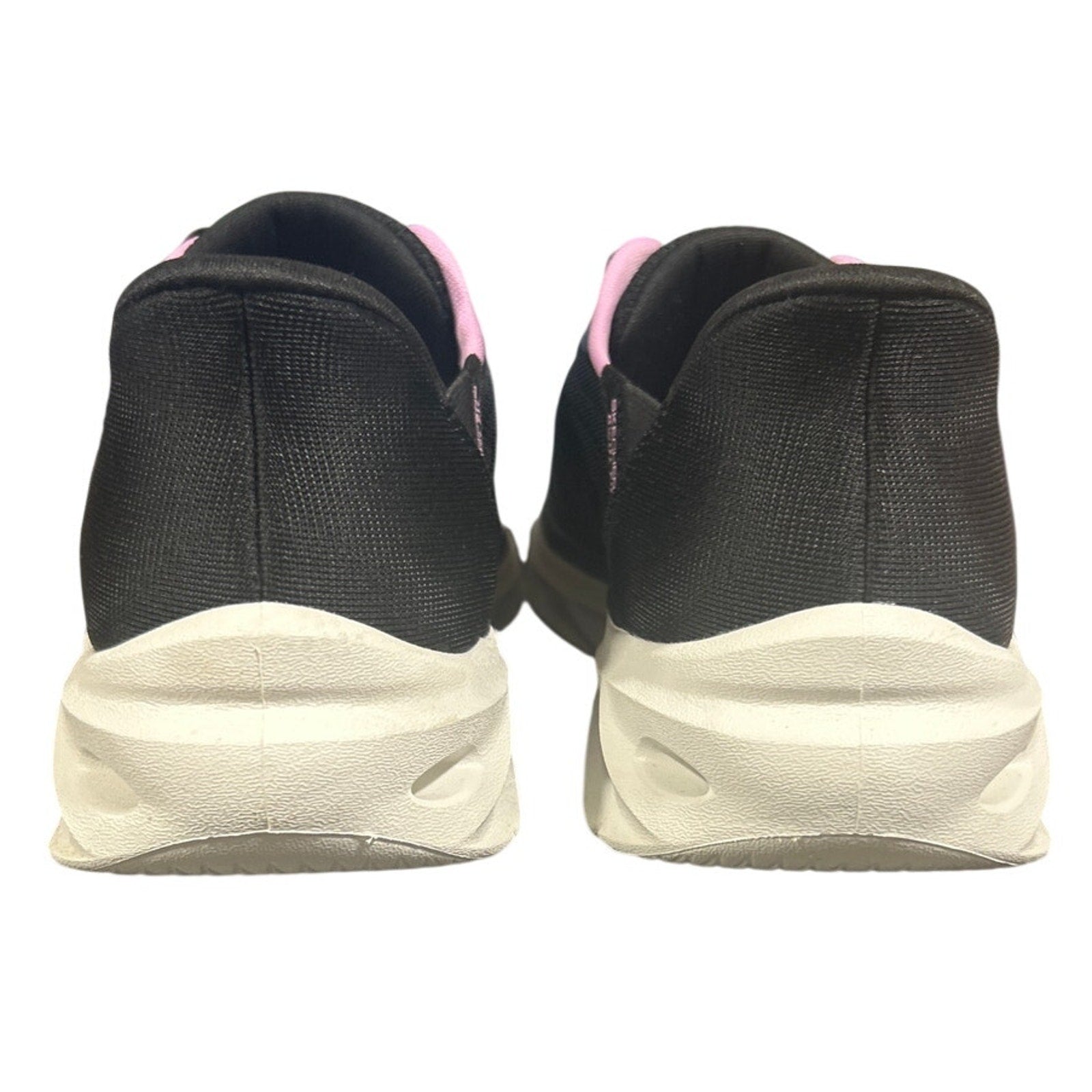 New Skechers Womens Size 7.5 Black Pink Mesh Hands Free Slide On Swift Fit Shoes