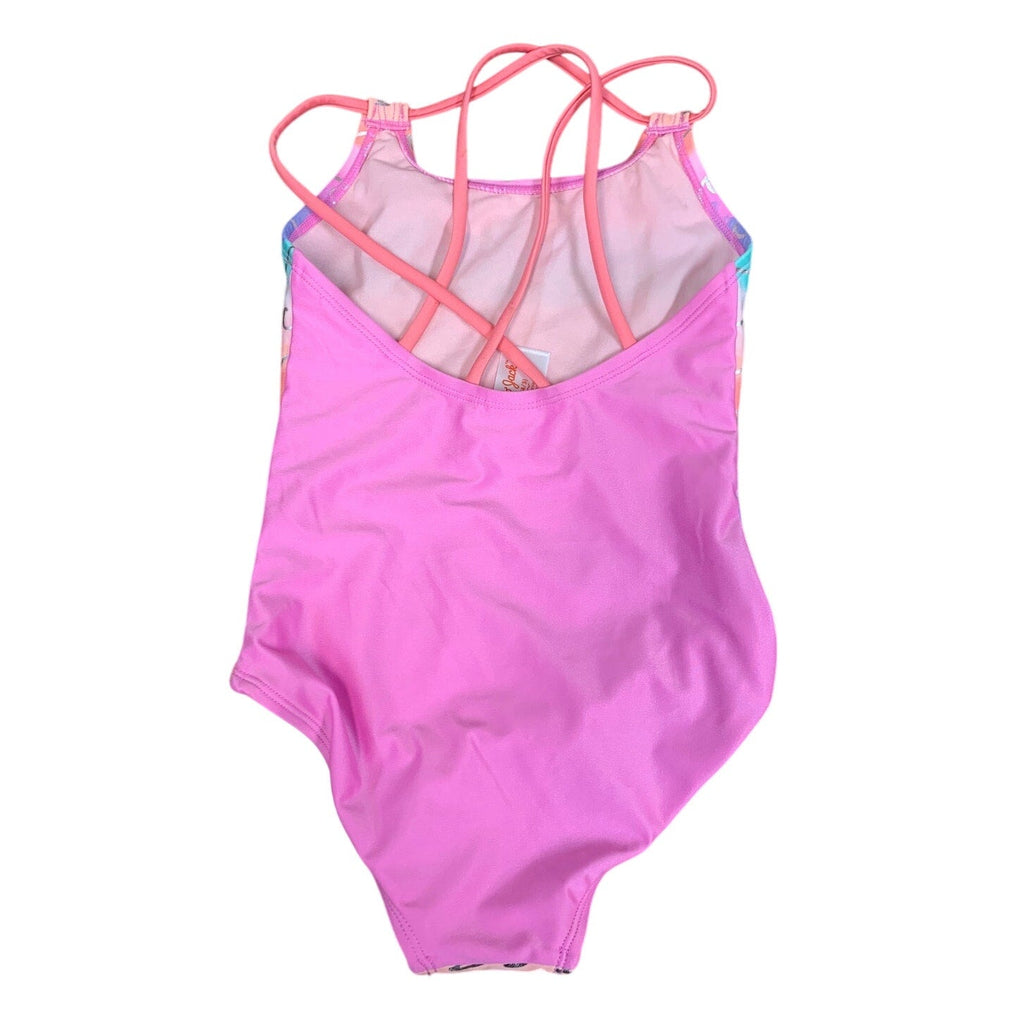 NWT New Cat & Jack Girls Size XS (4/5) Striped Silver Wave 1PC Swimsuit