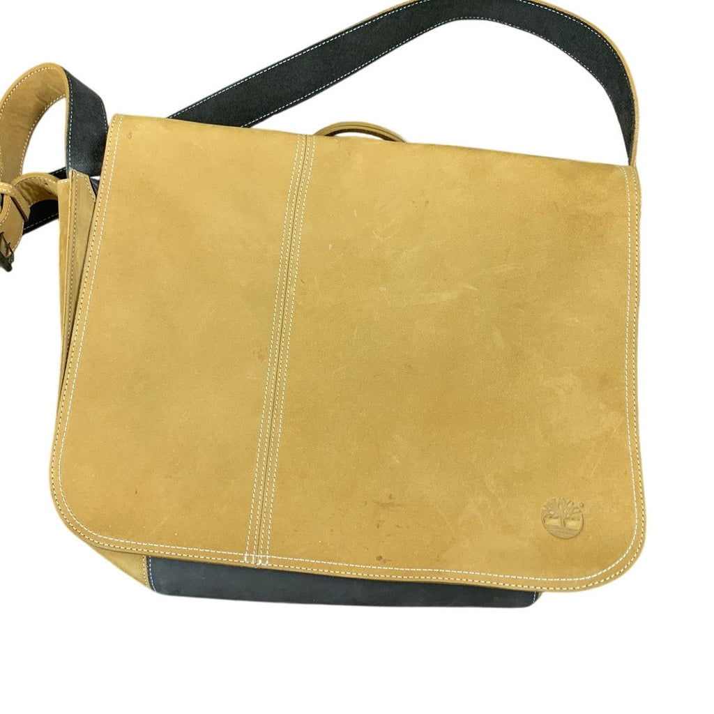 Timberland Leather Multi Pocket Magnetic Closure Crossbody Messenger Bag w Flaw