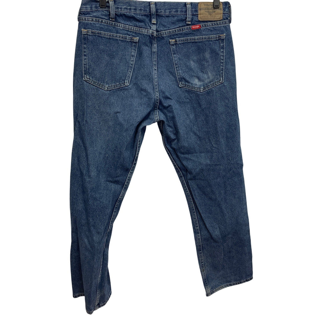 Wrangler Mens 36 X 32 100% Cotton Relaxed Fit Med Wash Denim Blue Jeans