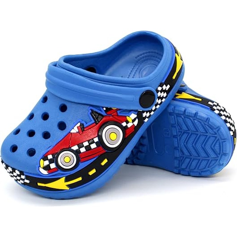 FolHaoth Toddler Boys Size 8.5 Blue Race Car Driver Slide On Clog Sandals
