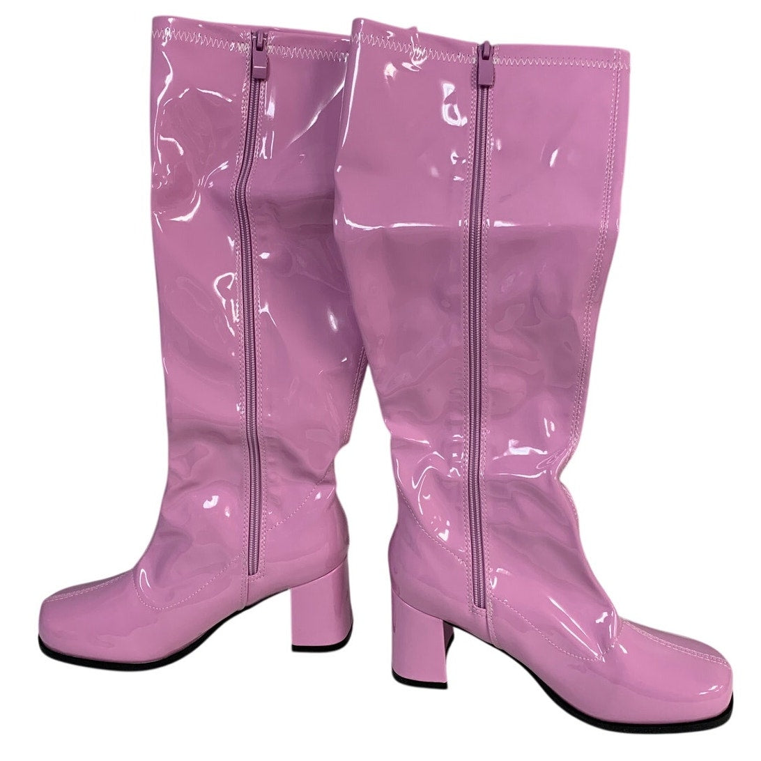 Heiyom Womens Size 6.5 Pink 2.5" Heel Knee High Boots Round Toe Side Zip Shoes