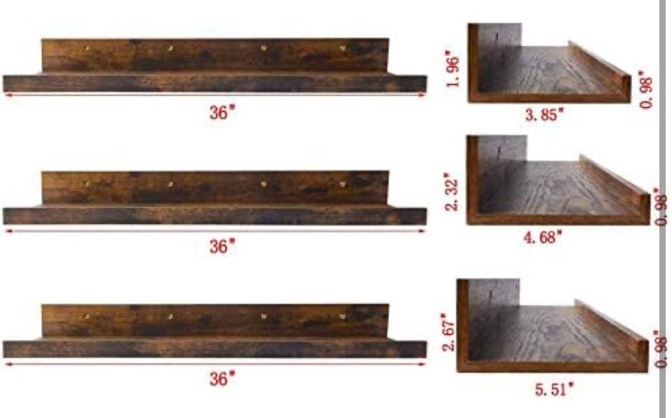 Giftgarden 36 Inch Multi Colors Floating Shelves for Wall Mount, Assorted Colors Wood Wall Shelf Ledge for Bathroom Bedroom Living Room Kitchen Storag