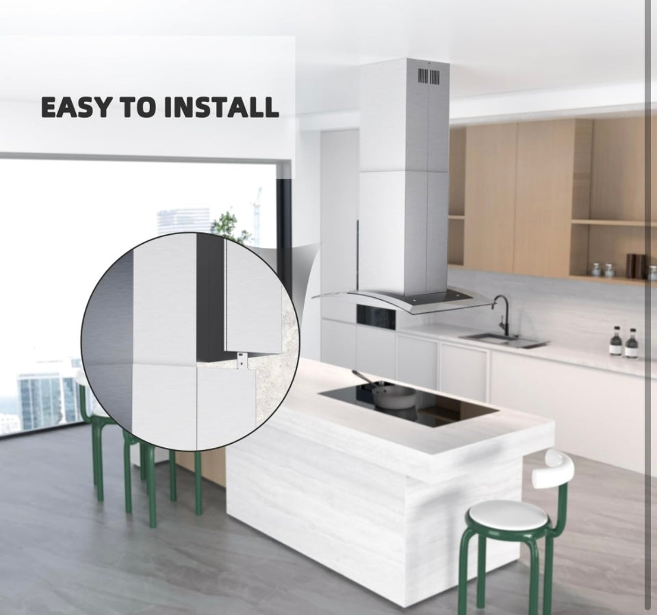 FIREGAS Range Hood Extension Chimney FGS-TI02-ZST, Stainless Steel Wall Mount Chimney Extension for FIREGAS Island Range Hood FGS-USI02G75CC and FGS-U