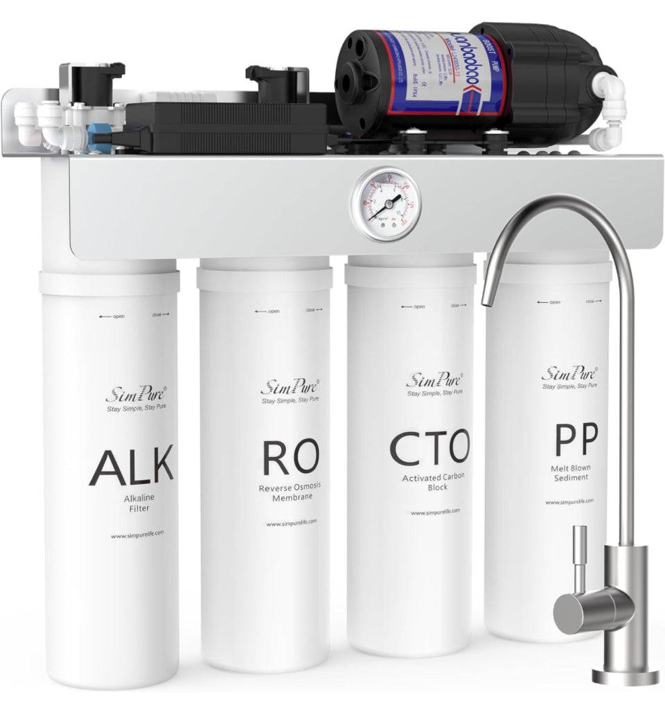 USED LIKE NEW SimPure Alkaline UV Reverse Osmosis System, NSF/ANSI 58 Certified, Tankless RO Water Filter System 400 GPD, pH+ Remineralization Water Filtration Unde