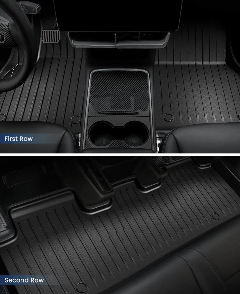 Proud Bird 4.1 1 i (8) Tesla Model Y Floor Mats 2023-2021 (5-Seater), Pure TPE, All Weather Floor Mats Tesla Accessories Model Y Trunk Mat & Floor Mat