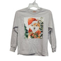 New Hand Printed Upcycled Child Small Christmas Santa Dog Long Sleeve Tee Shirt