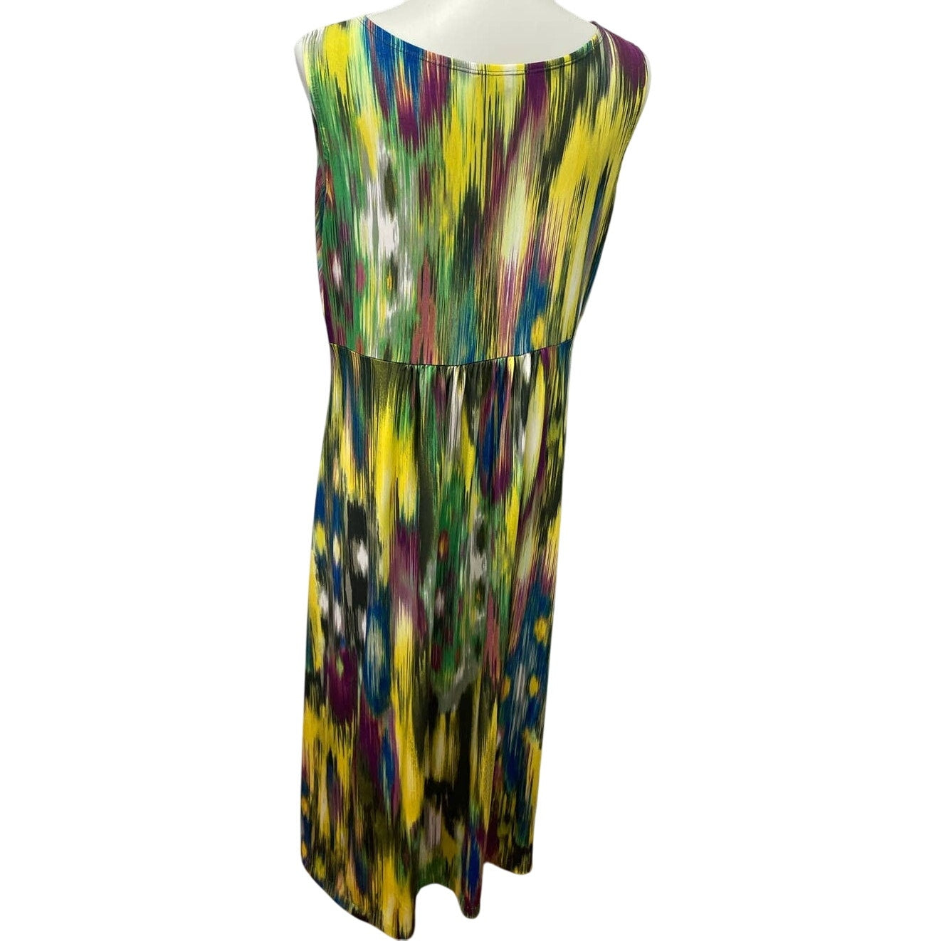 Elementz Large Long Watercolor Stripe Sleeveless Deep VNeck Polyester Maxi Dress