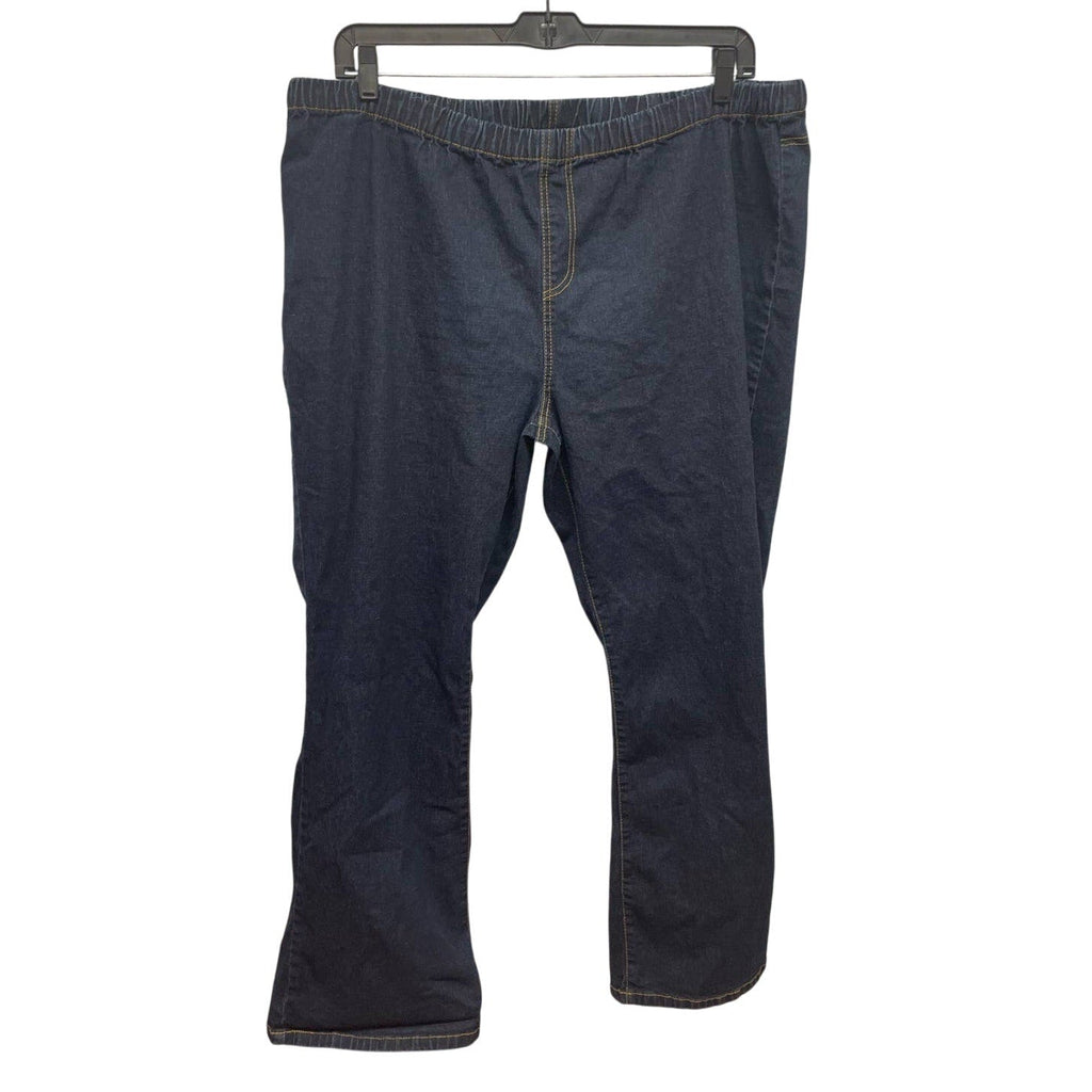 DG2 by Diane Gilman 3X Black Ramie Cotton Blend Stretchy Elastic Waist Jeans