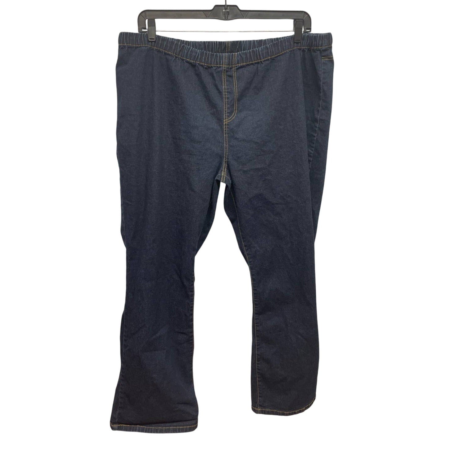 DG2 by Diane Gilman 3X Black Ramie Cotton Blend Stretchy Elastic Waist Jeans
