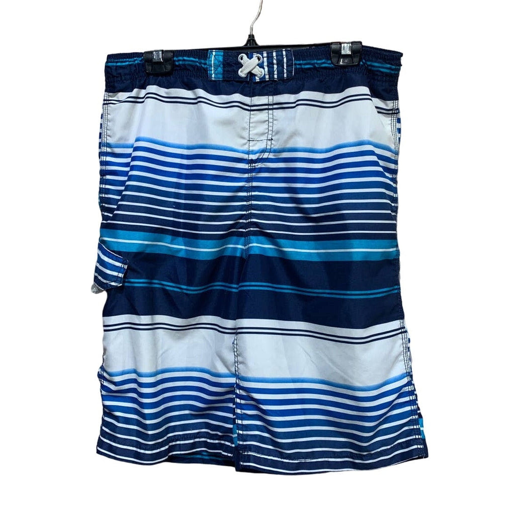 Kanu Surf Boys XL (18/20) Long Striped Inner Webbed Swim Trunks Board Shorts