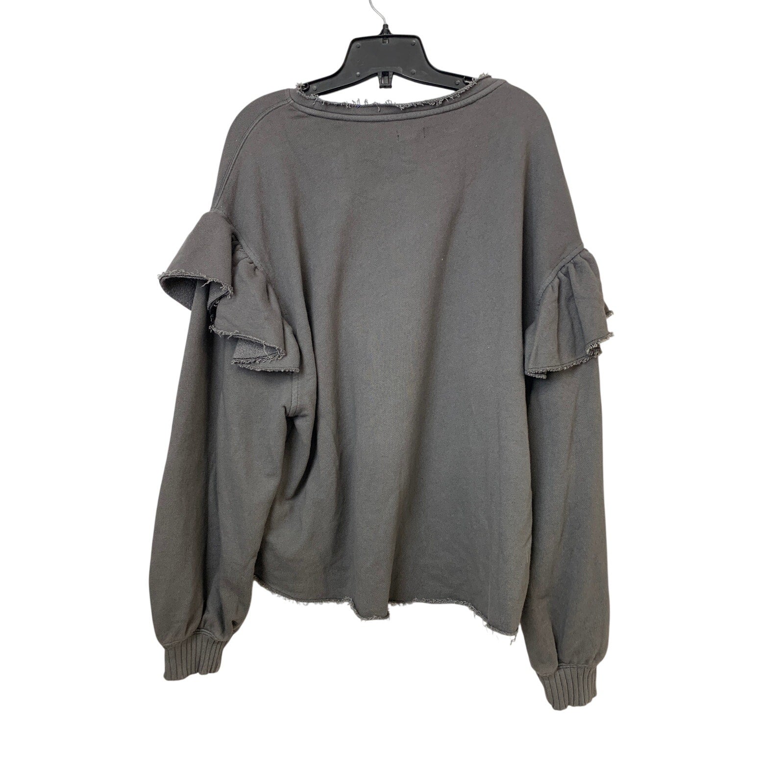 New Hand Printed Womens Small Wild Mushroom Fungalcore Boho Ruufled Sweatshirt