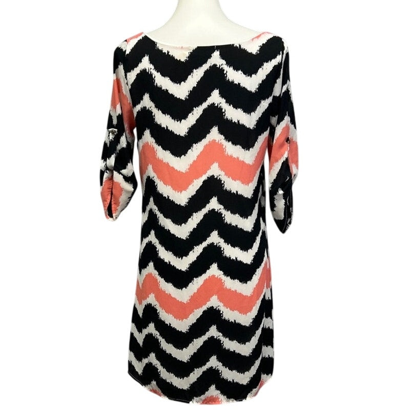 Filly Flair Womens Small Chevron Stripes 3/4 Sleeve Scoop Neck Sheath Dress