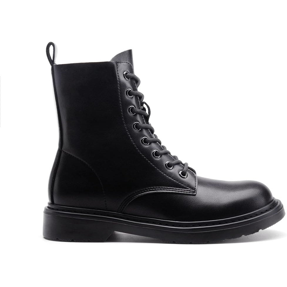 Dream Pairs Womens Size 10 Black Faux Leather Lace Up Low Heel Combat Boots