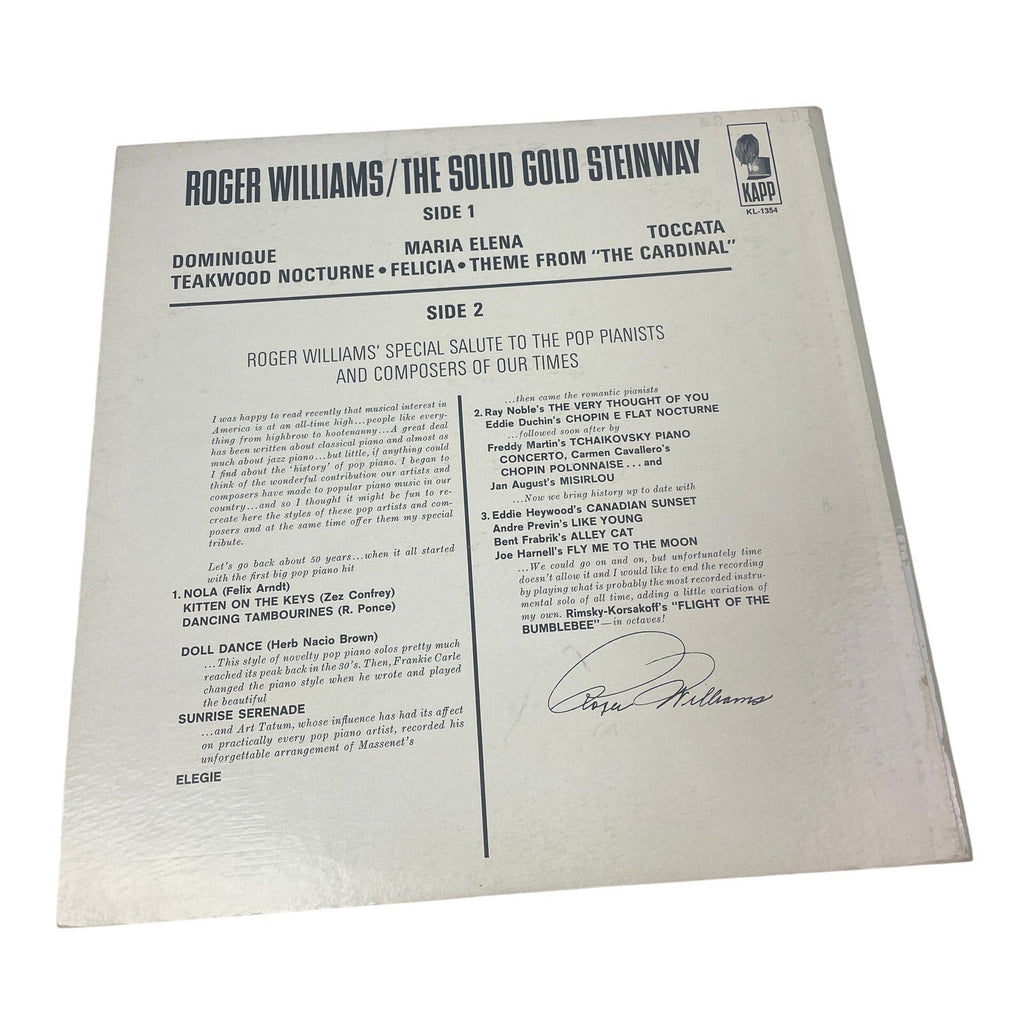 1964 Roger Williams The Solid Gold Steinway LP Vinyl Record w Life Story Book