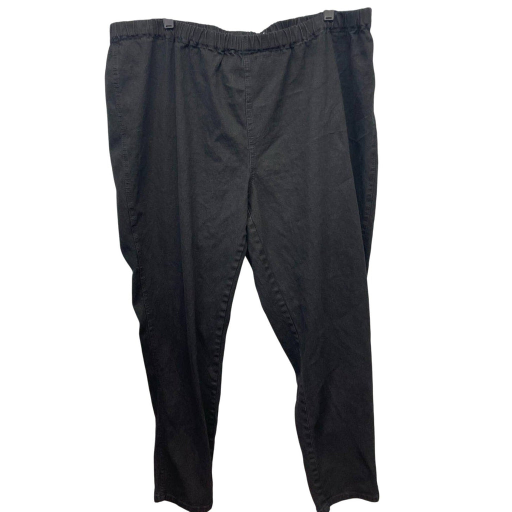 DG2 by Diane Gilman 3X Black Ramie Cotton Blend Stretchy Elastic Waist Pants