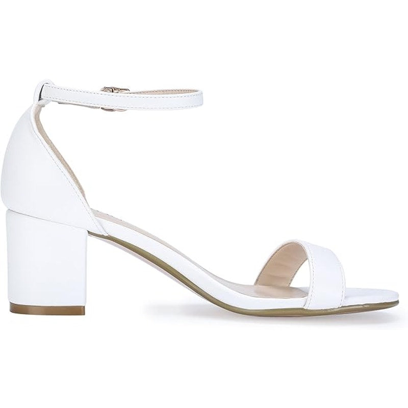 Idifu Womens Size 11 Cookie White Open Toe Ankle Strap 2.25" Chunky Heel Shoes